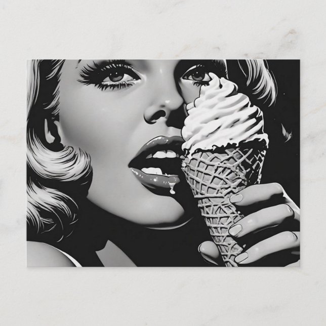 Carte Postale Style graphique BW des années 50 Glace Blonde (Devant)