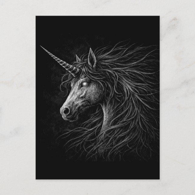 Carte Postale Style Licorne Fantasy Médiéval Grunge Art (Devant)