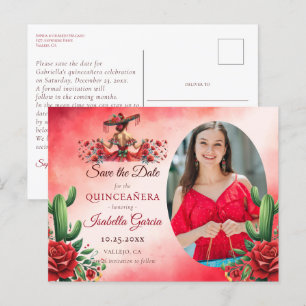 Carte Postale Style mexicain Quinceañera Sauvez la date