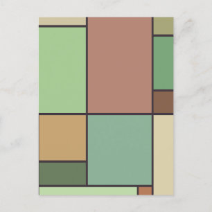 Carte Postale Style Mondrian Art géométrique Abstrait Tons Terre