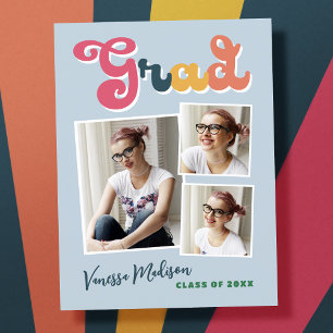 Carte Postale Style Retro Vintage 3 Photo Grad Faire-part