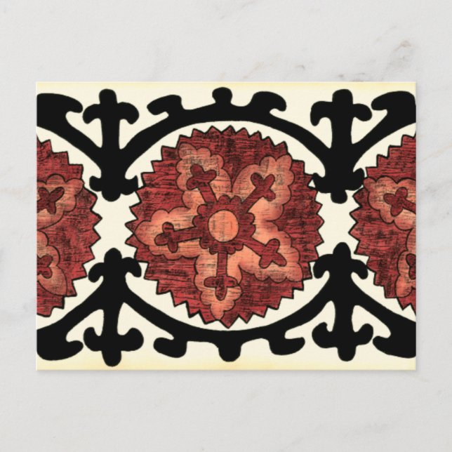 Carte Postale Style Suzani Motif Floral Décoratif (Devant)