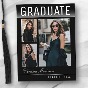 Carte Postale Style tendance moderne 3 Photo Collage Graduation