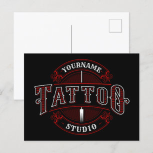 Carte Postale Style traditionnel AJOUTER LE NOM Tattoo Studio Sh