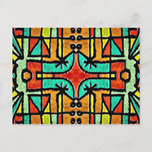 Carte Postale Style Tribal coloré Motif géométrique