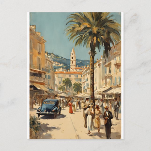 Carte Postale Style vintage Cannes Français Aquarelle (Devant)