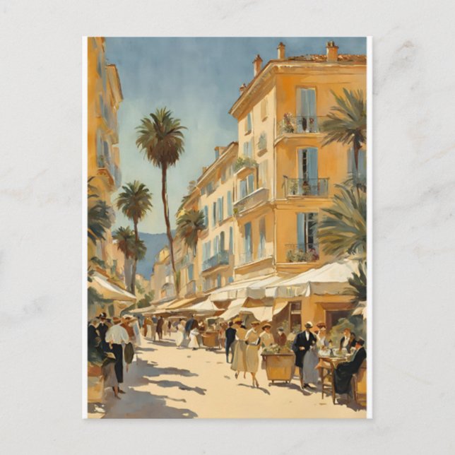 Carte Postale Style vintage Cannes Français Aquarelle (Devant)
