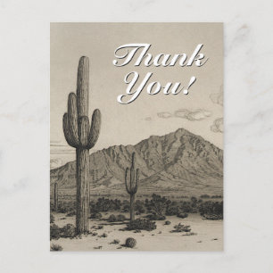 Carte postale Style vintage Desert Scene + "Merci"