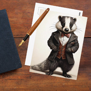 Carte Postale Style Vintage distingué de Badger Gentleman