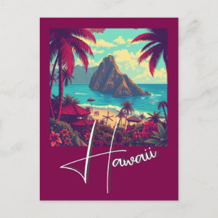 Carte Postale Style Vintage Hawaïen Voyage Honolulu Mid-Pacific