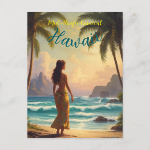 Carte Postale Style vintage Hawaiian Travel Honolulu Hula Girl