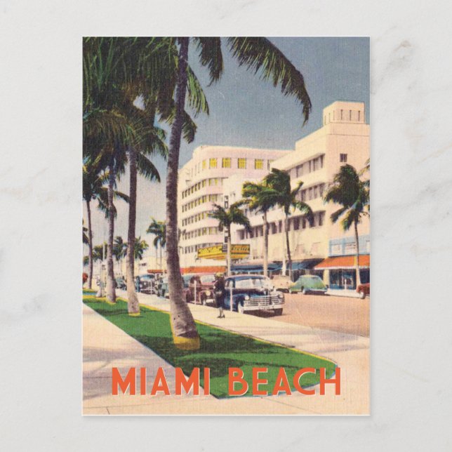 Carte Postale Style voyage vintage Miami Beach (Devant)
