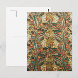 Carte Postale Style William Morris Rose Vert Botanique