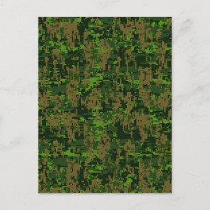 Carte Postale Style Woodland Camouflage numérique Décor Accent