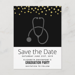 Carte Postale Stylish Graduation Party Stethoscope Enregistrer l