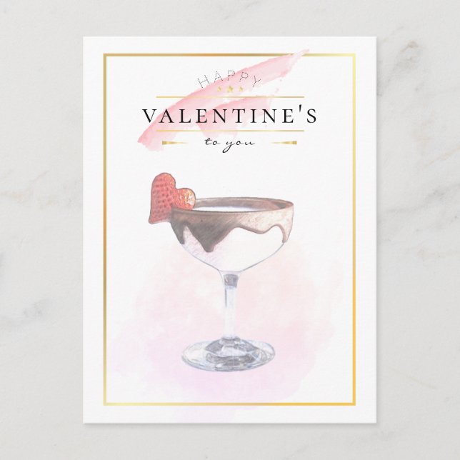 Carte Postale Stylish Pencil Art St. Valentine's Day Cocktail (Devant)