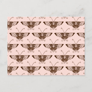 Carte Postale Stylized art Deco butterfly - chocolate and peach
