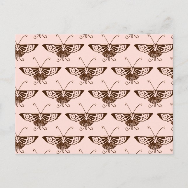 Carte Postale Stylized art Deco butterfly - chocolate and peach (Devant)