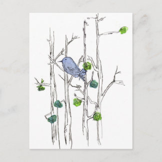 Carte Postale Stylo à bleuets et encres Dessin Nature Art