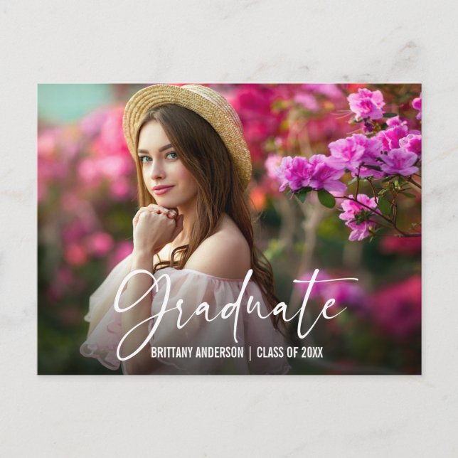 Carte Postale Stylo à encre de calligraphie Faire-part de gradua (Devant)