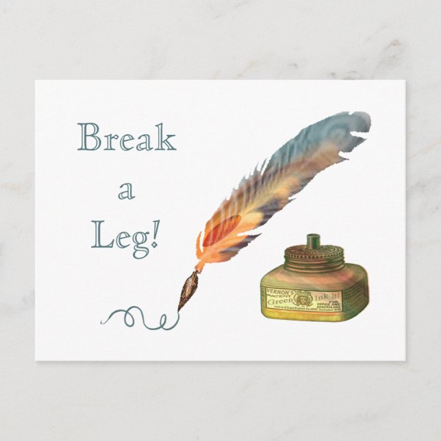 Carte Postale Stylo plume casser une jambe (Devant)