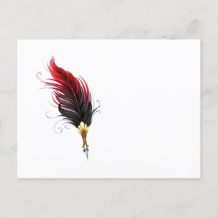 Carte Postale Stylo rouge en plumes avec nib or