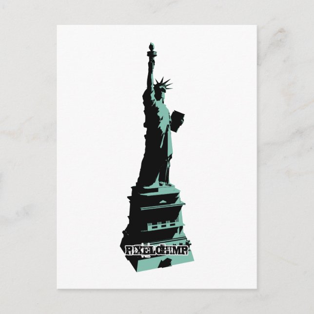 Carte Postale Stylo Statue Liberty Green (Devant)