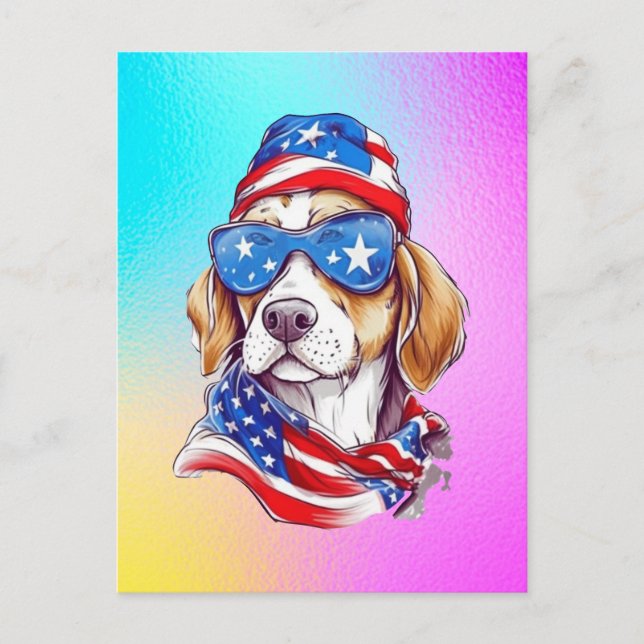 Carte Postale Sublimation de chien du 4 juillet-66361 (Devant)