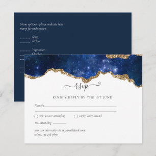 Carte Postale Sublime Agate Bleu Or ENSEMBLE DE MARIAGE