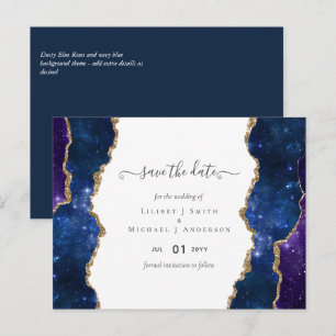 Carte Postale Sublime Agate Bleu Or ENSEMBLE DE MARIAGE