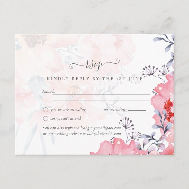 Carte Postale Sublime MARIAGE en fleurs roses - BUDGET (Devant)