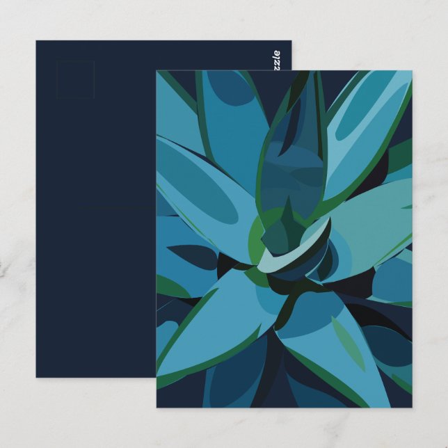 Carte Postale Succulentes Agave Bleu Cactus Succulentes (Devant / Derrière)