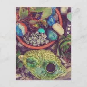 Carte Postale Succulents et petits objets d'art de jardin