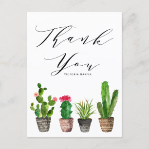 Carte Postale Succulents pointillés et Merci de graduation de Ca