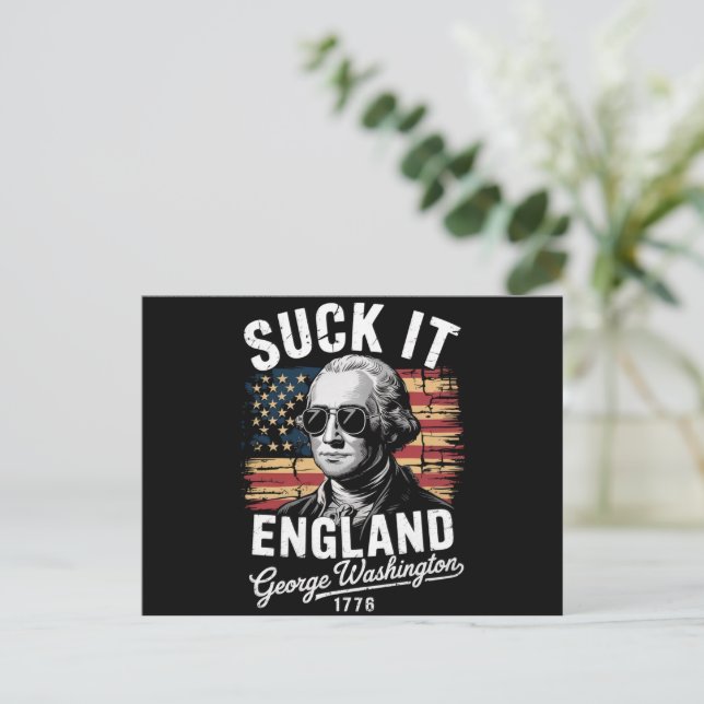 Carte Postale Suck It England 4 juillet George Washington 1776 (Debout devant)