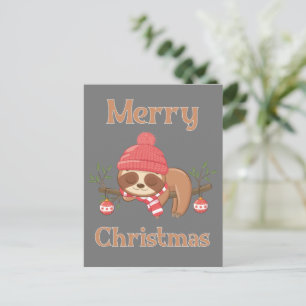 Carte Postale Sucre Cute Sloth Noël