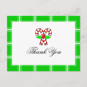 Carte Postale Sucre de canne Merci vert Noël