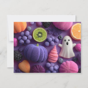 Carte Postale Sucre d'Halloween et plat de fruits