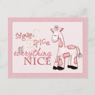 Carte Postale Sucre et épice bébé fille rose Douche Invitation