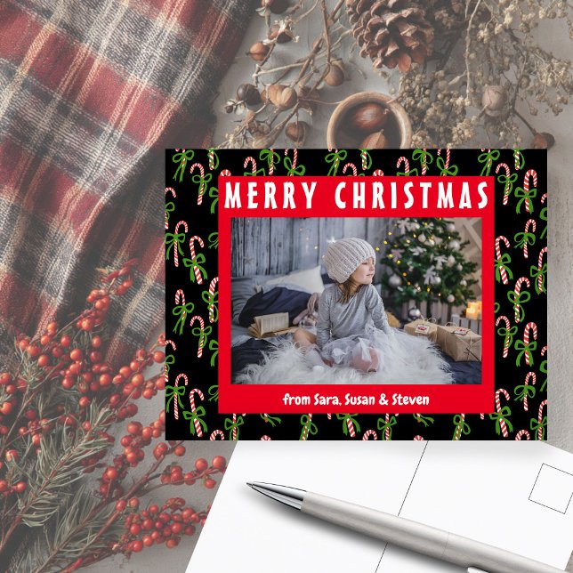 Carte Postale Sucres de canne de Noël de Noël de Noël de Noël de (Cute Christmas Candy Canes Xmas Holiday CUSTOM Postcard
)