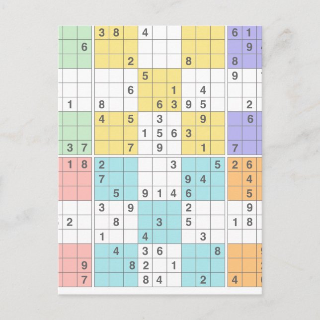 Carte Postale sudoku pastel (Devant)