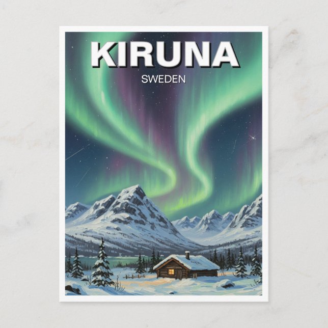 Carte Postale Suède Kiruna Aurora Lumières du Nord (Devant)