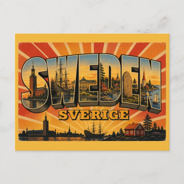 Carte Postale Suède Pays Vintage  (Devant)