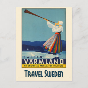 Carte Postale Suède Poster Vintage voyage suédois