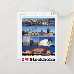 Carte Postale Suède - Stockholm - I Love -