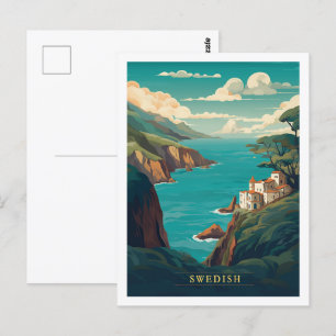 Carte Postale Suédois Vintage célèbre Travel Place