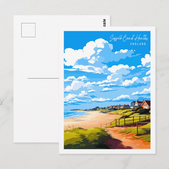 Carte Postale Suffolk Coast Heaths Angleterre lieu de voyage vin (Devant / Derrière)