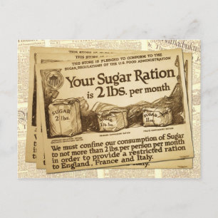 Carte Postale Sugar Ration, WWI Poster