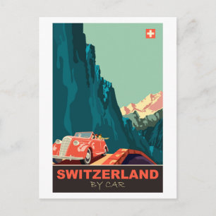 Carte Postale Suisse en voiture