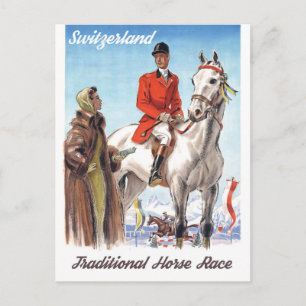 Carte Postale Suisse, Jockey sur un Cheval, Vintage